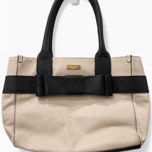 Kate Spade Cream & Black Leather Tote Bag | Near Perfect Condition